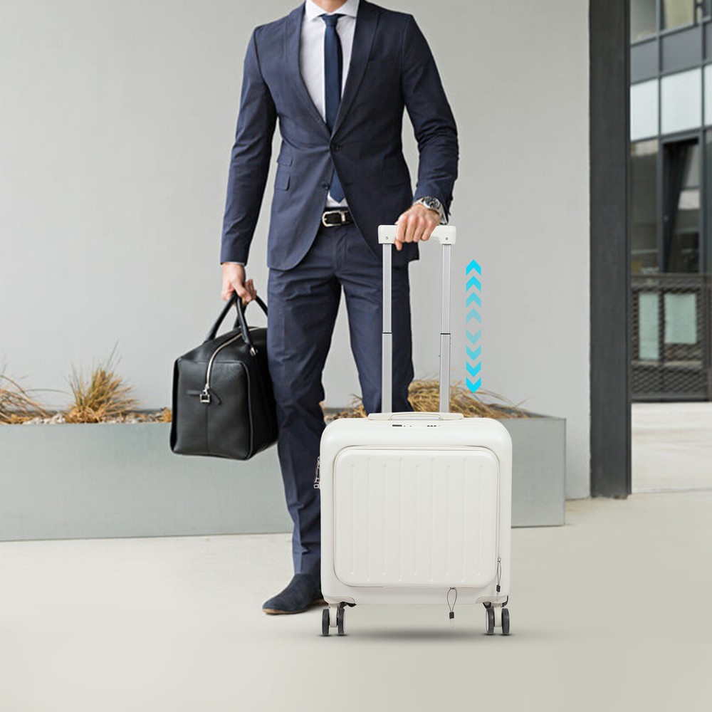 18" front Open Multi-function Suitcase Password Suitcase W/ USB Port+Cup holder