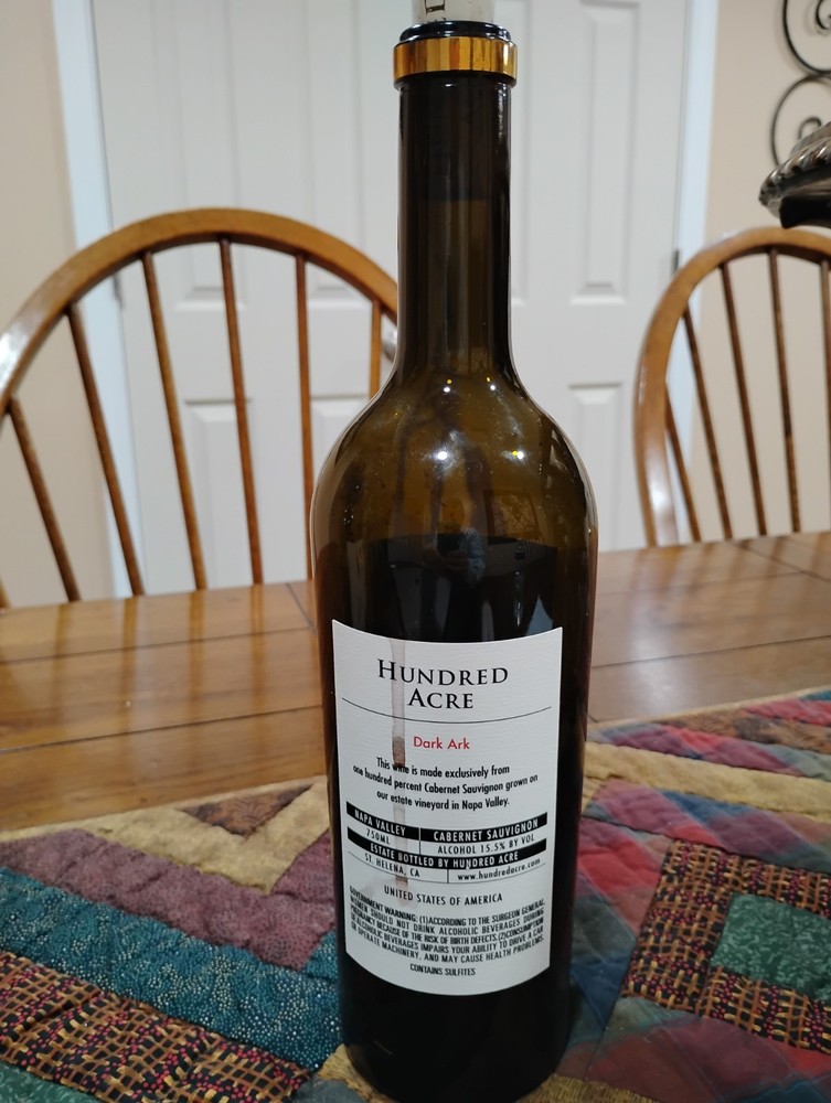 2018 Hundred Acre Empty Wine Bottle with Label And Cork