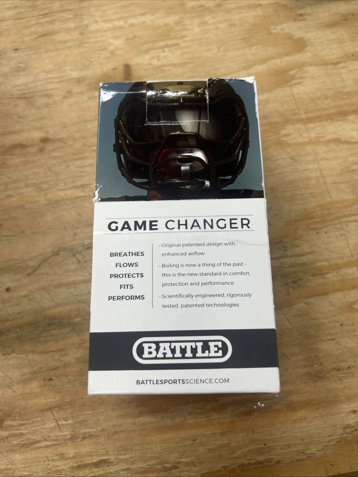 Battle Sports Science Oxygen Lip Protector Mouthguard with Strap Football Blue