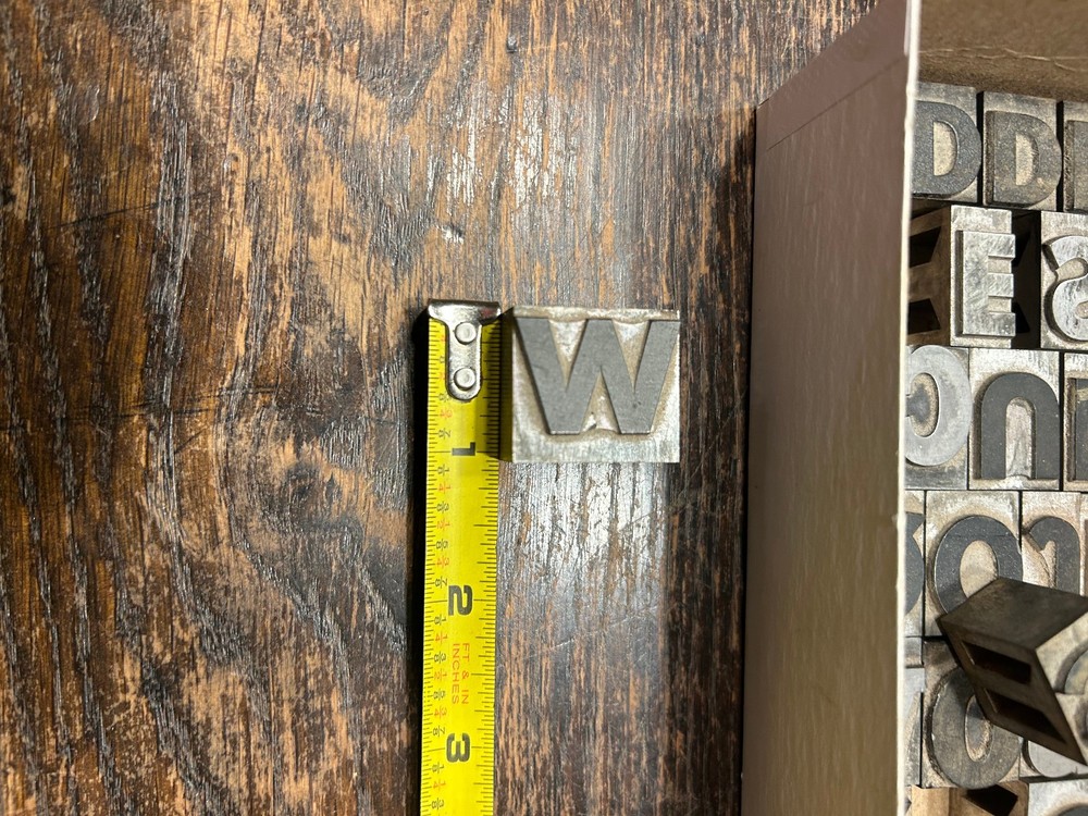 Letterpress lead Font 35 letters