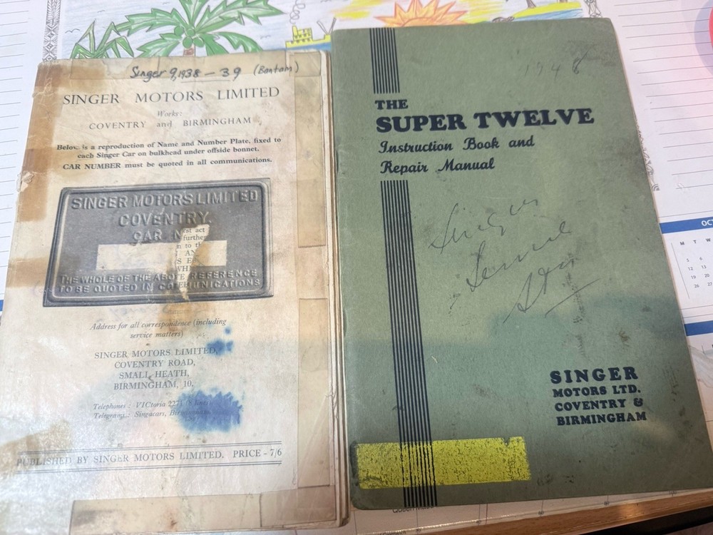 Singer Car Owners Handbooks x 12 plus additional items
