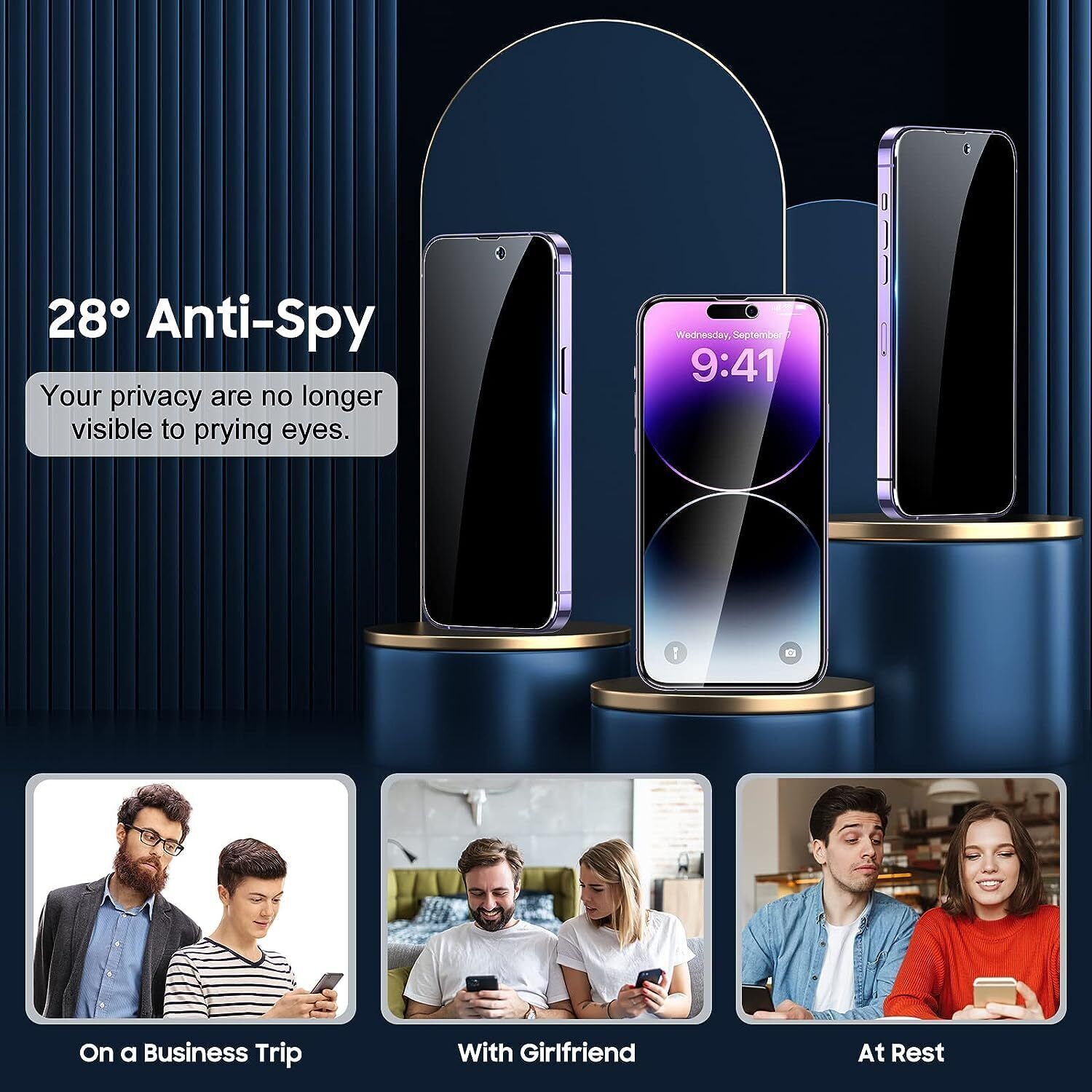 Wholesale iPhone 15 14 13 12 11 Pro Max Privacy Anti-Spy Glass Screen Protector