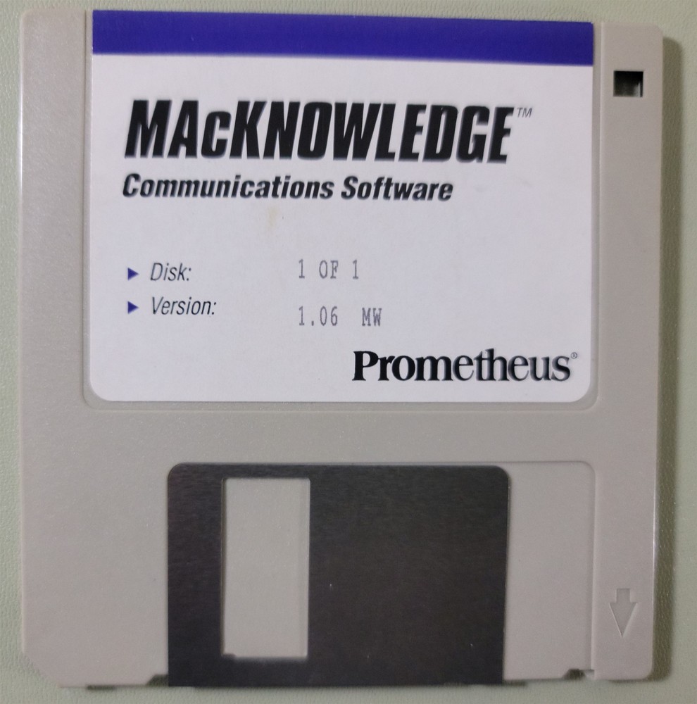 Prometheus MAcKnowledge Communications Software Disk , Version 1.06 MW - 1993