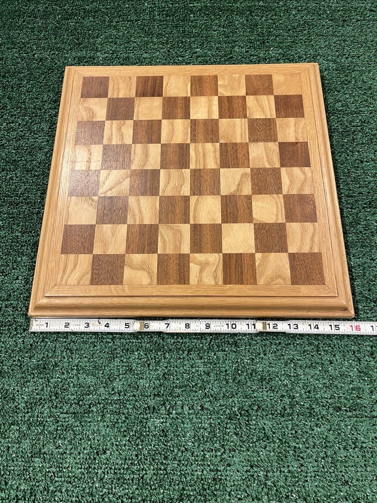 Vintage Hand Made Solid Oak Chess-Checker Board