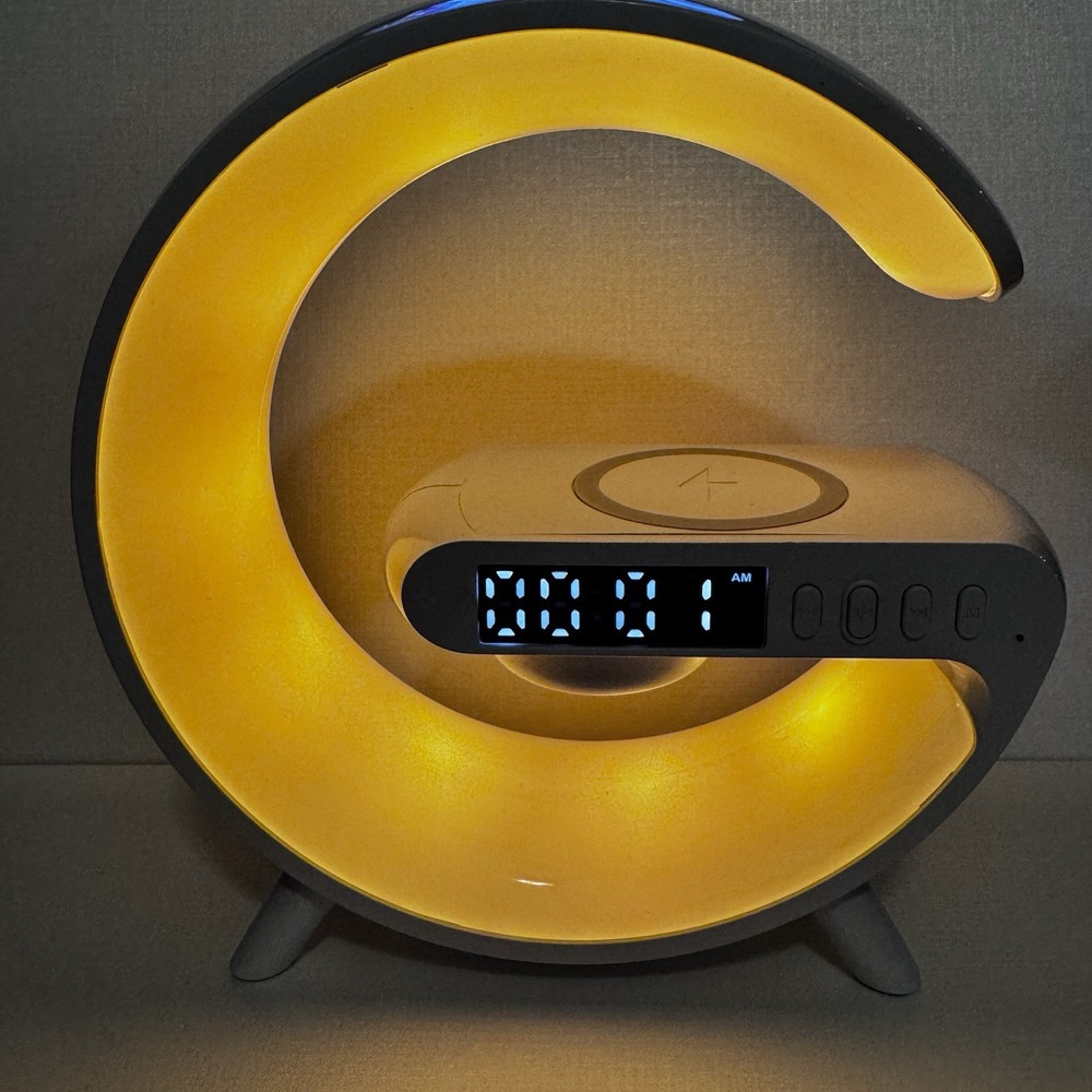 NEW WHITE RGB Sound Machine Bluetooth Speaker Wireless Charging Clock