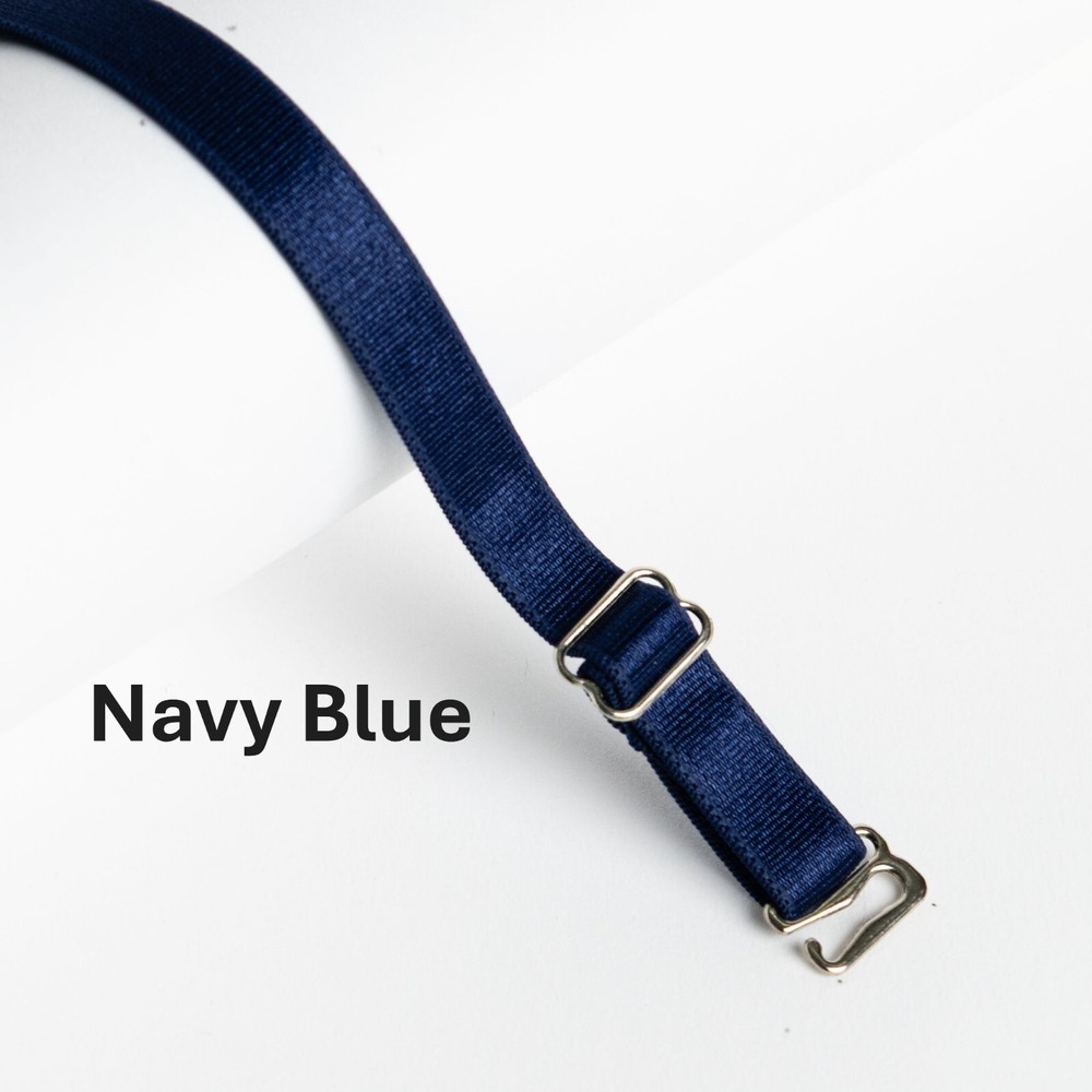 NAVY BLUE REPLACEMENT BRA STRAPS - ADJUSTABLE - (SIL) - 1CM WIDE - 2 PAIRS