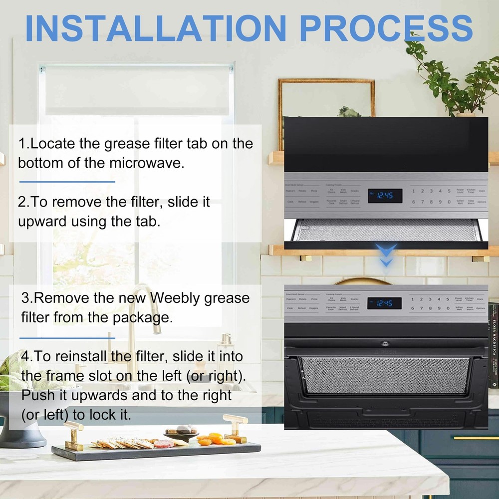 Microwave Vent Filter Compatible with Multiple Brands 5 x 7-5/8 Inches 2 Pack
