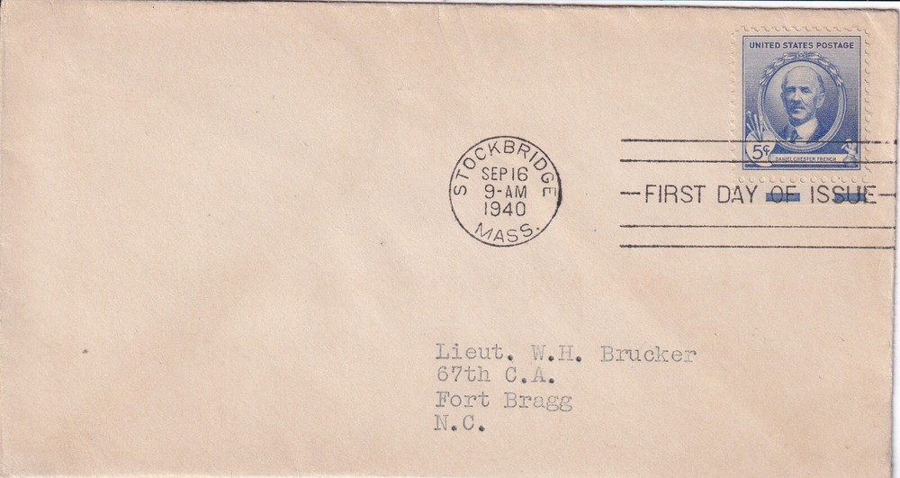 STAMP US SCOTT 887 "Daniel C. French" 5 CENT 1940 FDC - C