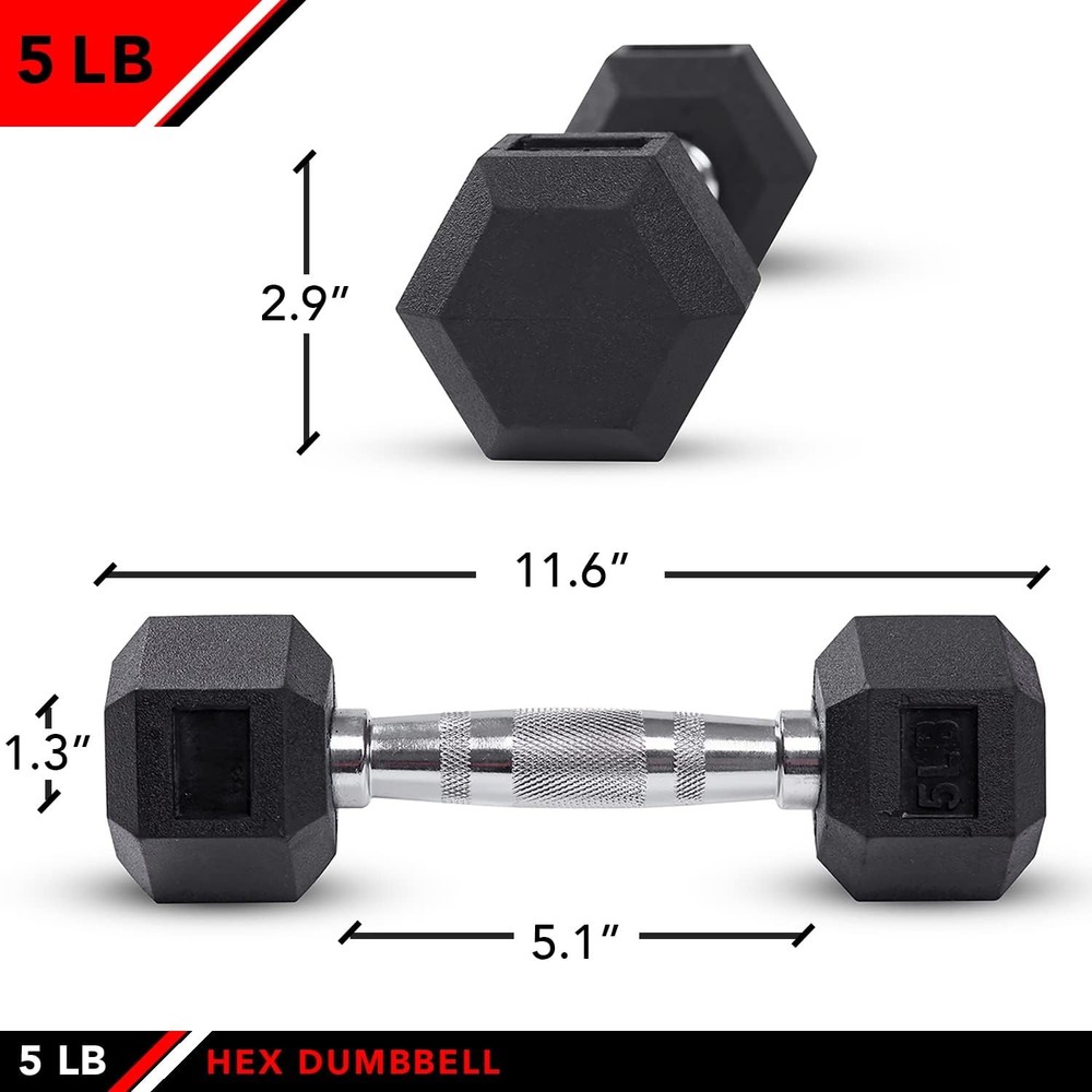 JFIT Rubber Hex Dumbbell