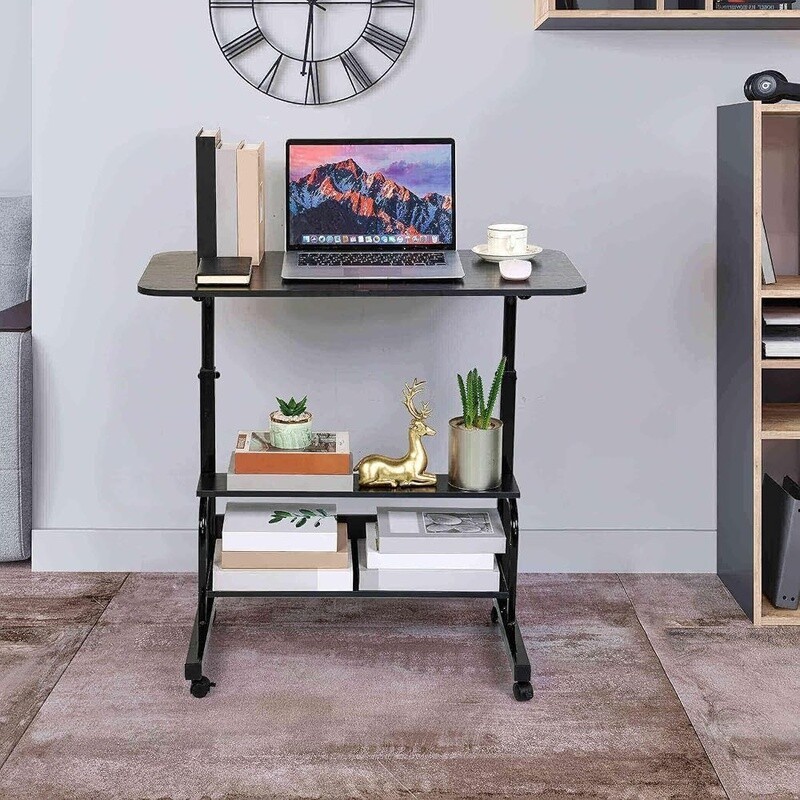 Adjustable Mobile Computer Desk Rolling Table W/ Wheels Home Office Study New