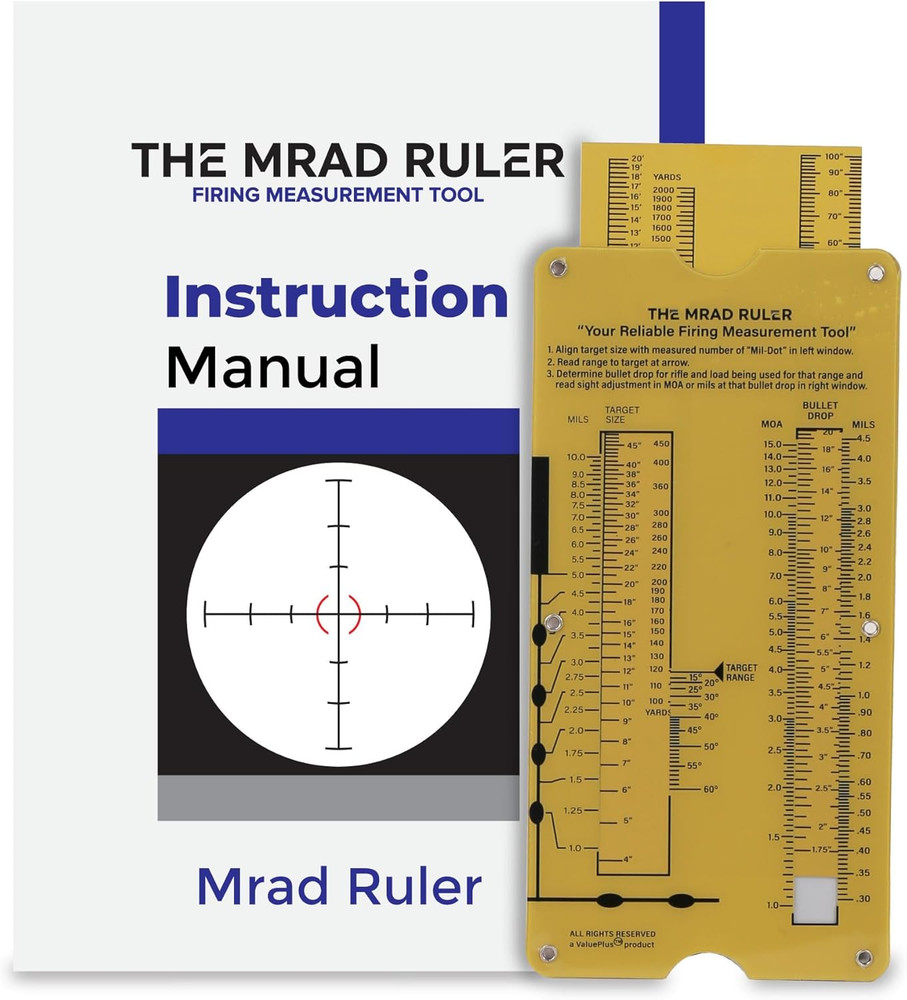 MRAD Ruler Range to Target Calculator Compact and Portable Firing