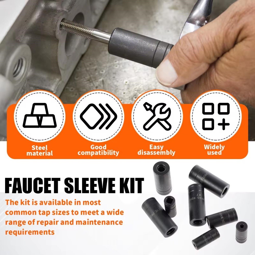 Tap Socket Set 8 Pcs/Set - Tool Corporation Prt# 70500 with Iron Holder BLACK