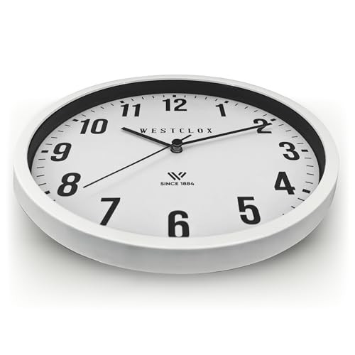 Classic Wall Clock, 9 Inch White Frame Analog Clock with Easy to Read Dial