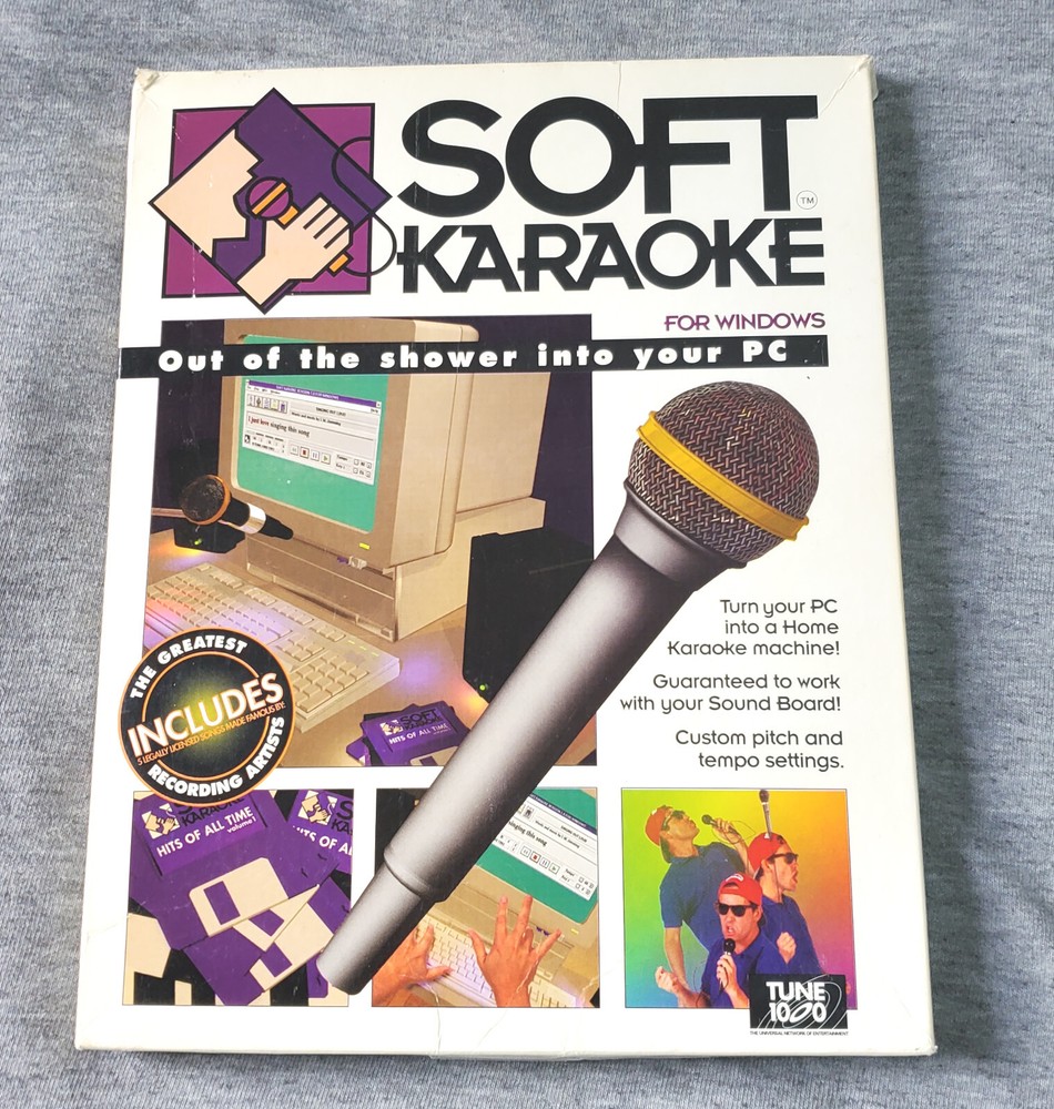 Vintage 1993 big box PC software - SOFT KARAOKE - complete retro MIDI programTun