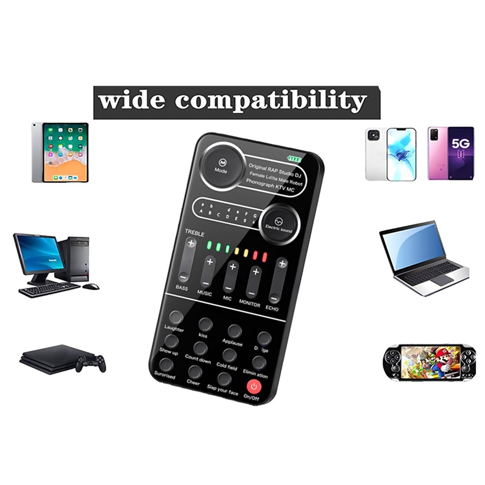 For Cable Sound Card Portable Mixer with Evading Function 13 Adjustable Stones
