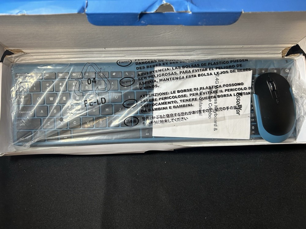 VssoPlor 2.4G Wireless Keyboard & Mouse Combo - Blue & Black