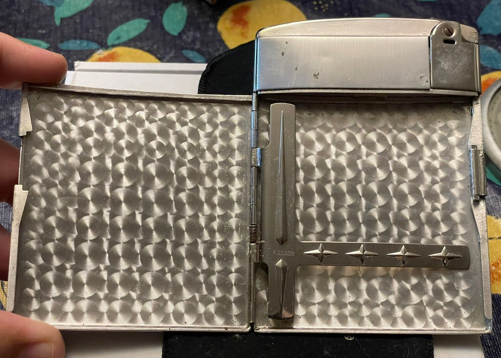 Vintage Art Deco Ronson Mastercase Lighter Cigarette Case Combo Silver