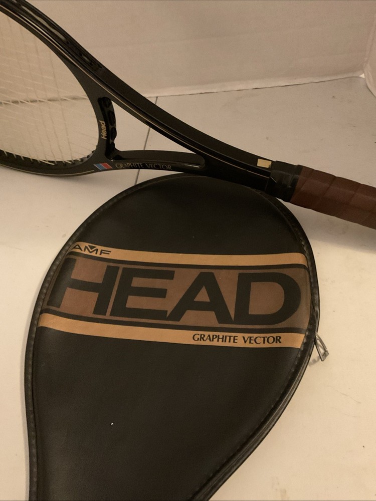 Vintage Tennis Racket HEAD AMF Graphite Vector With Cover EUC