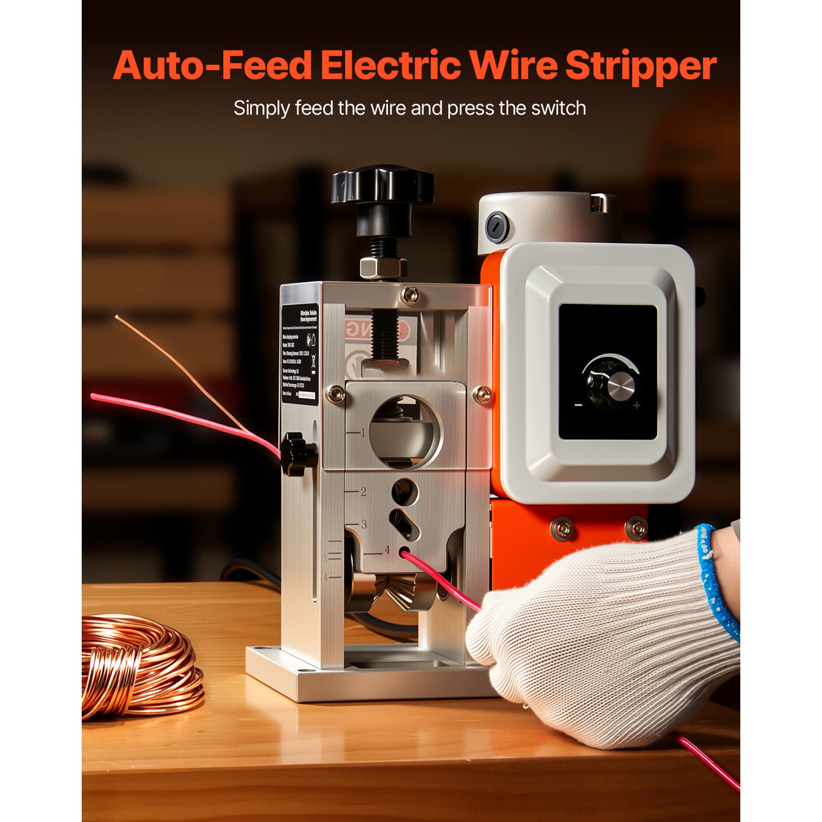 Electric Automatic Wire Stripper Stripping Machine 0.06-1.57 in 400W 15 m/min