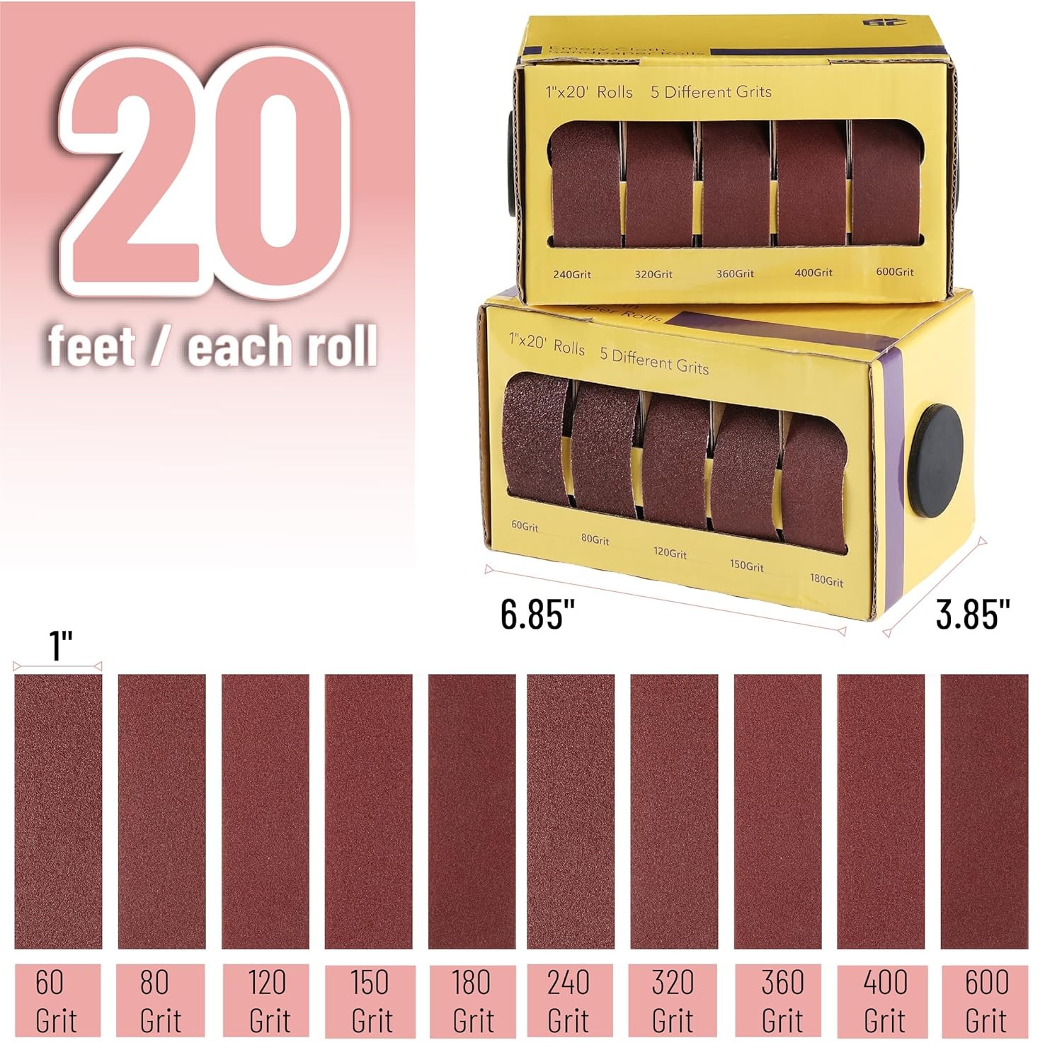 Emery Cloth Roll 1" x 26 Ft 150/240/320/400/600 Grit Abrasive Sandpaper Roll