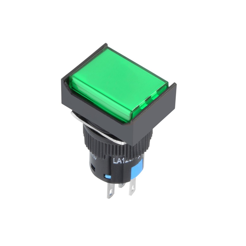 Push Button Switch 1NO 1NC Momentary Square Button AC 250V/5A, 220V/5A / Green