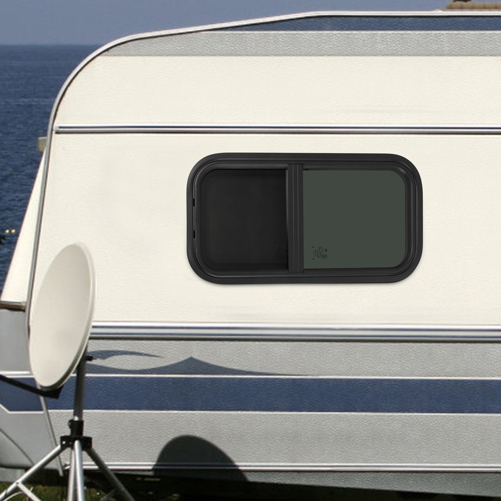 Vertical RV Window Set - 2 Durable Tempered Glass Sliding Windows