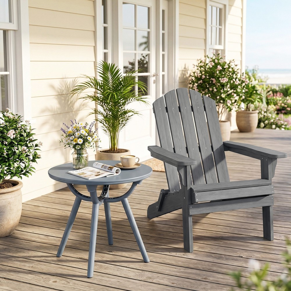 2PCS Outdoor Side Table 20” Round Storage Side Table Weather-Resistant End Table