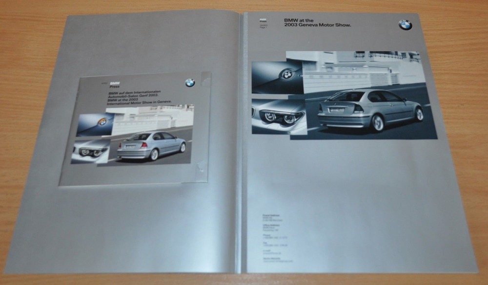 2003 BMW Geneva Press Folder CD Brochure Prospekt ENG Edition