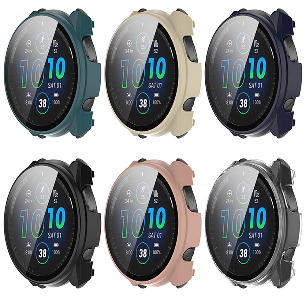 For Garmin Forerunner965 Full Case Cover PC + Tempered Glass Screen Protector