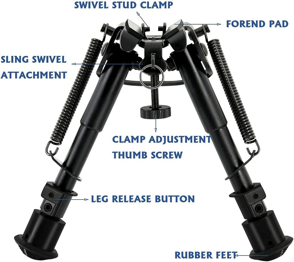 Adjustable Bipod Rotate Horizontally Picatinny Rail Mount Adapter 6-9"