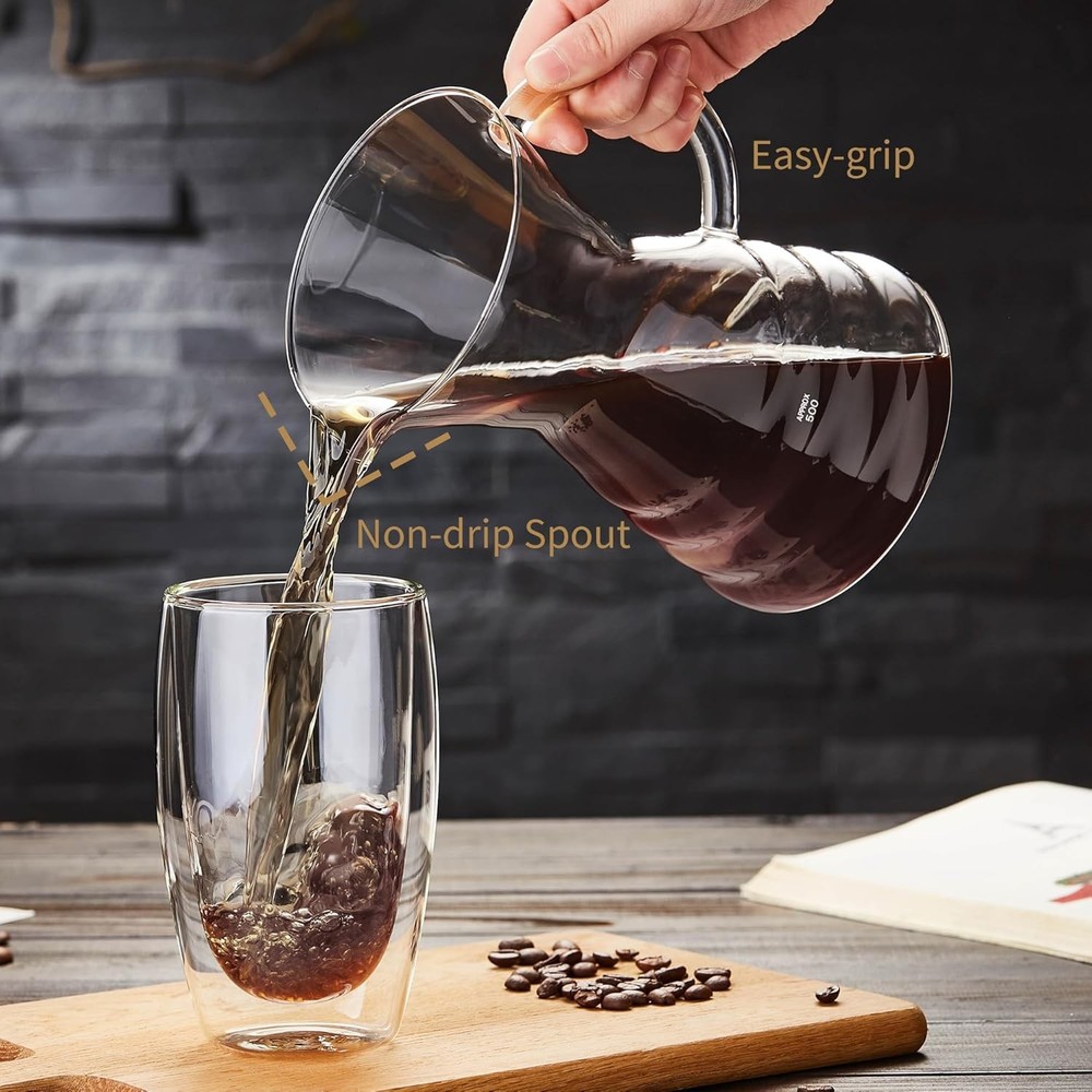 - Pour Over Coffee Maker with Permanent Stainless Filter 32 fl oz=