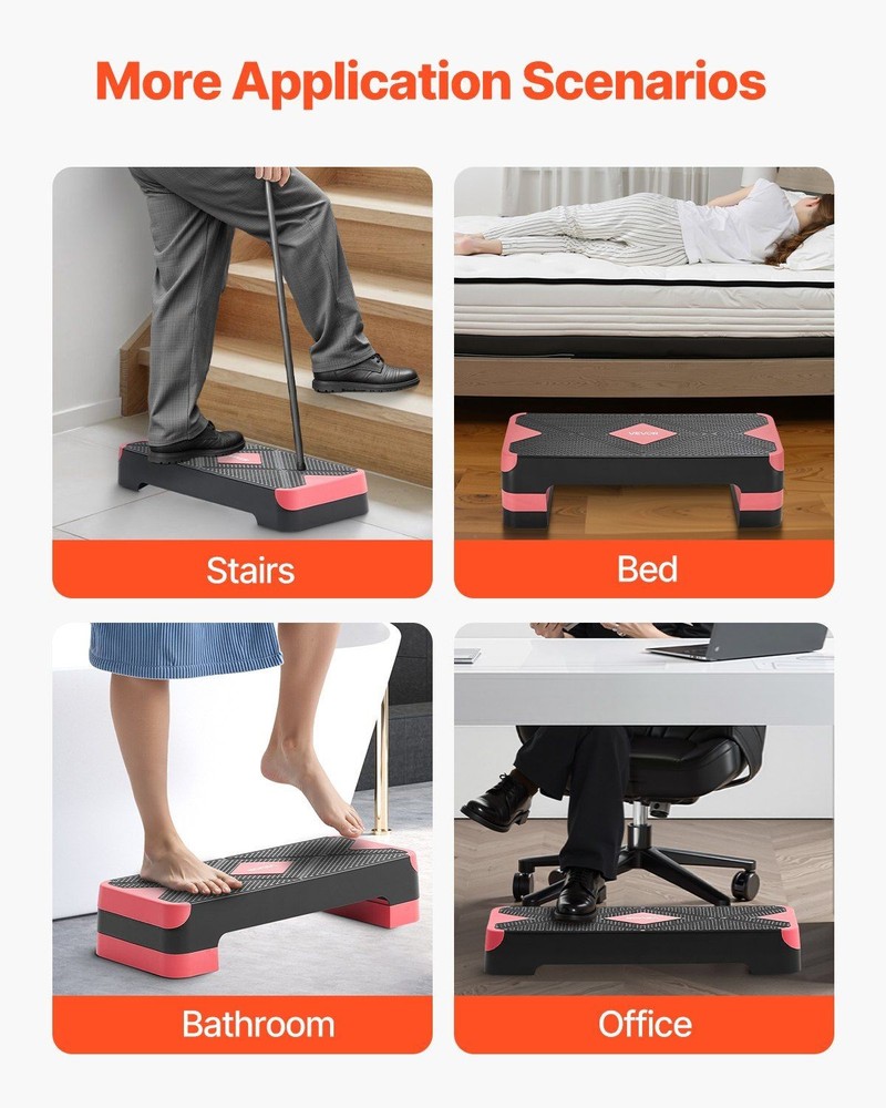 Multi-Height Aerobic Step Platform 28x10.5in Strong Load Capacity Red
