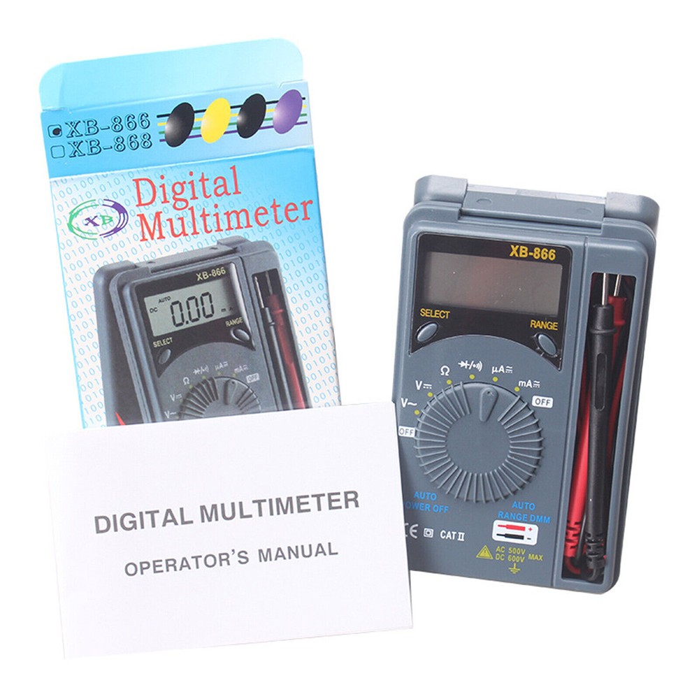 XB866 Mini Auto Range LCD Voltmeter Tester Tool AC/DC Pocket Digital MultimeteXE