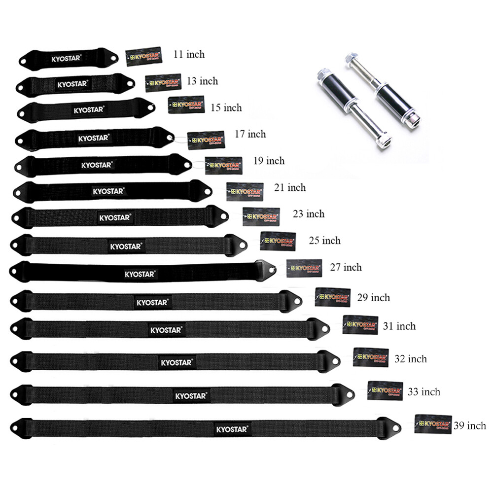 KYOSTAR 2pcs Black Racing Limit Straps Shock Suspension Webbing 13"-39" 10000lb