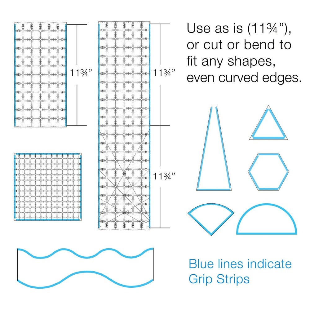 Guidelines4quilting Grip Strips - Non Slip Solution for 1-Pack, Translucent