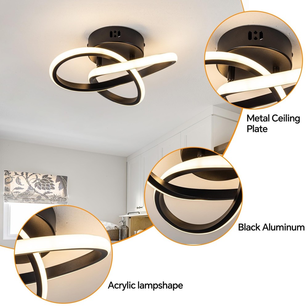 10 Inch Modern Ceiling Light, 24W LED Dimmable Ceiling Light with Remote Cont...