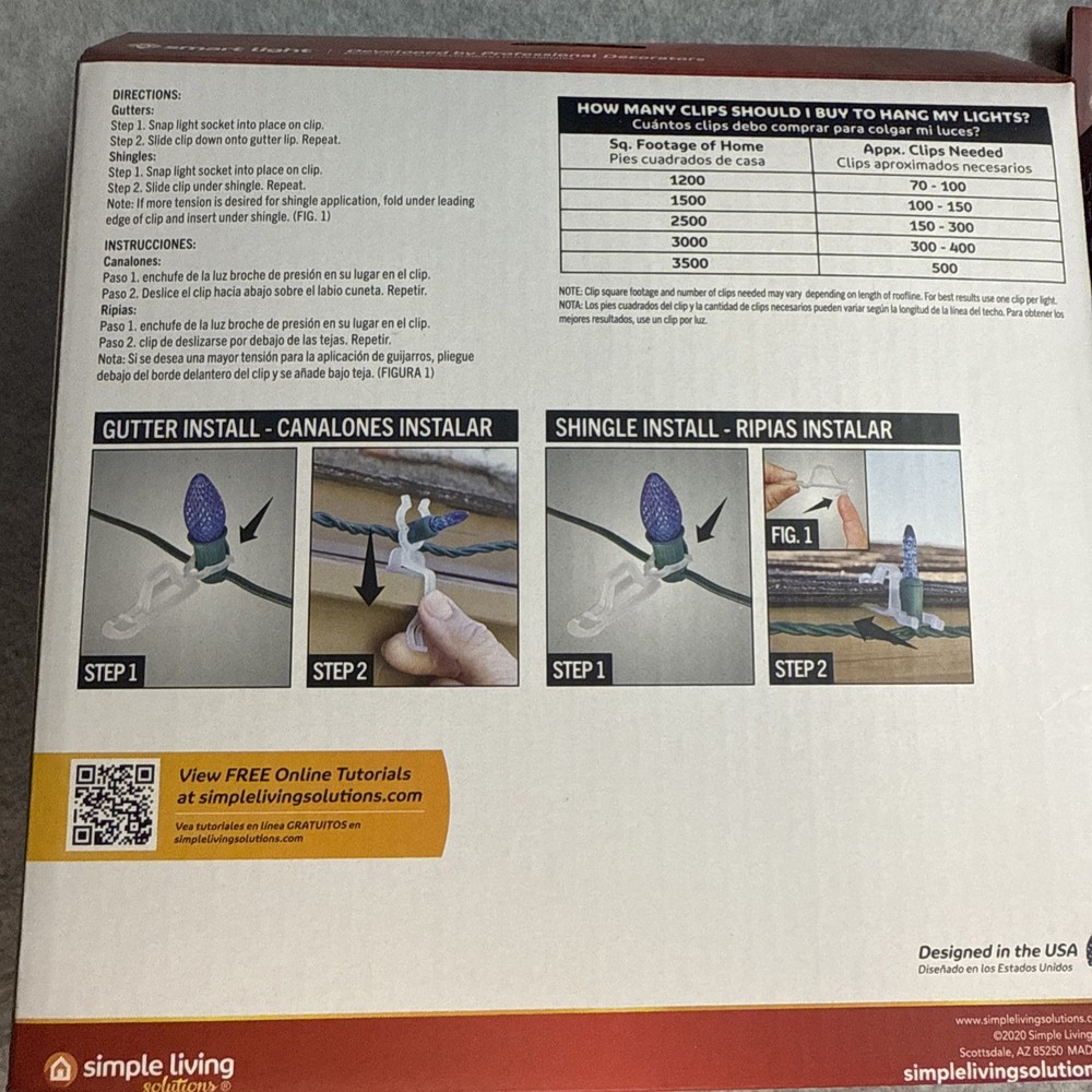 Simple Living Solutions Universal Christmas Gutter Light Clips (100ct Each)