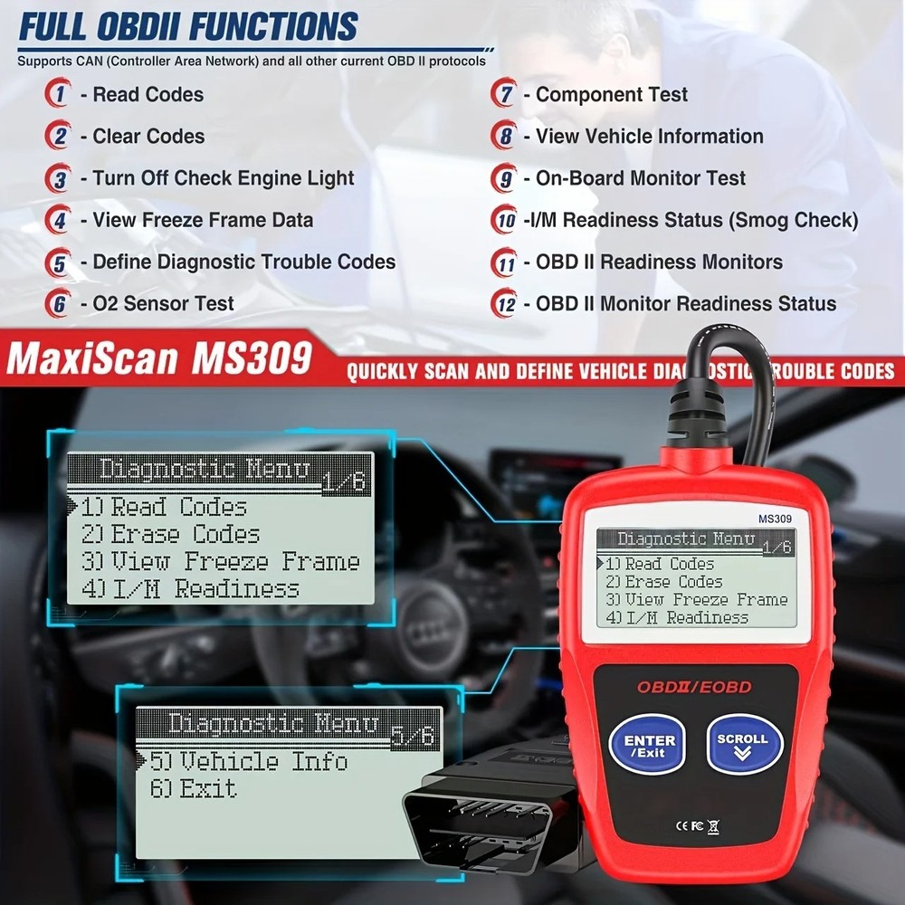 OBD2 Scanner OBD Code Reader Car Check Engine Automotive Fault Diagnostic Tool