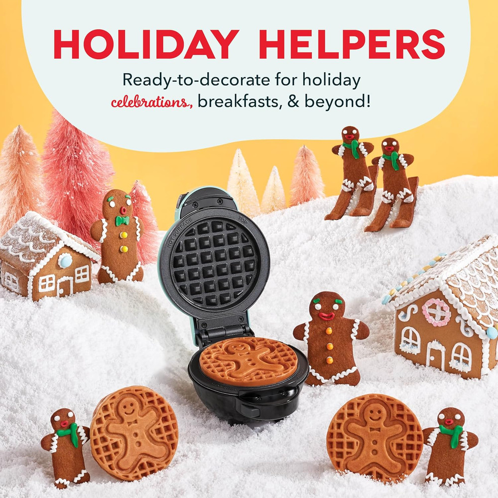 Multimaker Mini System Two 4” Nonstick Removable Waffle Plates (Gingerbread & Sn