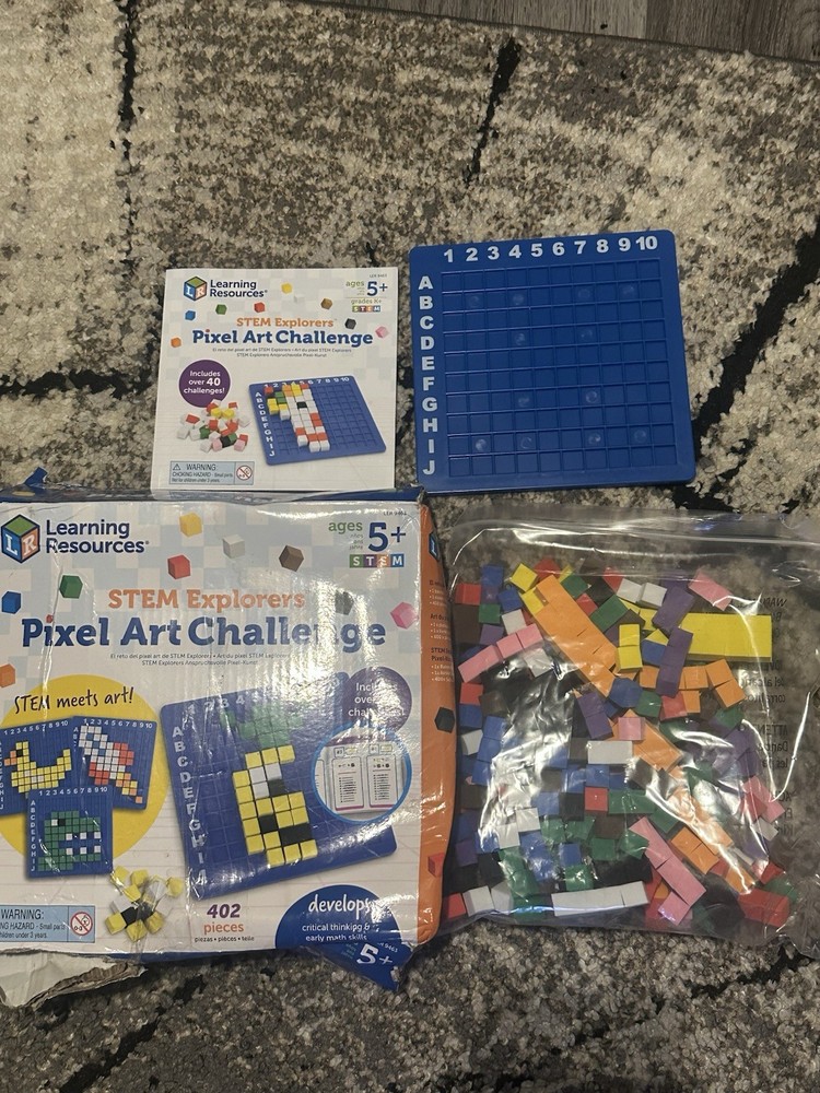 STEM Learning Resources Explorers Pixel Art Challenge Math Puzzles Open Box