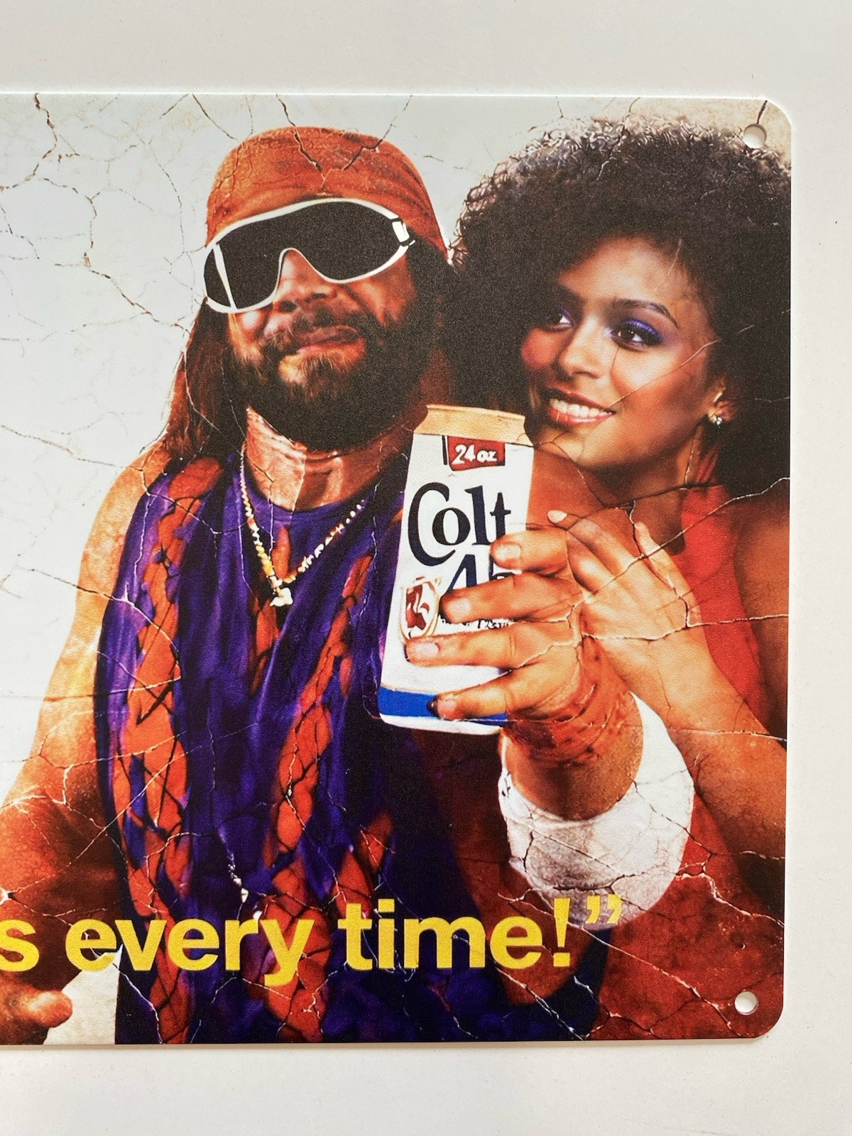 Randy Macho Man Savage Colt 45 Malt Liquor Metal Sign - Beer WWF Wrestling WWE