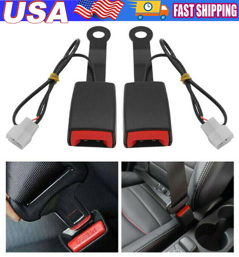 NEW Car Front Seat Belt Buckle Padding Socket Plug Connector with Warning Cable