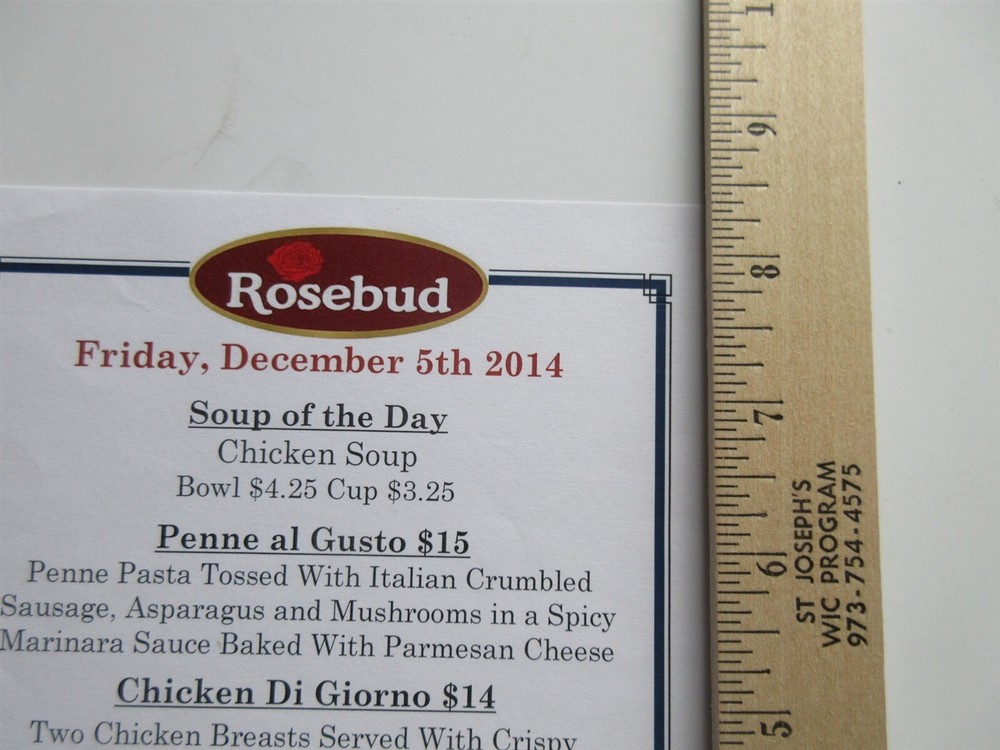 ROSEBUD Restaurant Menu December 5, 2014 Chicago IL