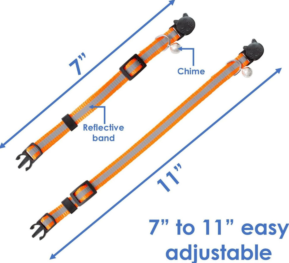 Cat Collar With Bell 6 Pack Durable Breakaway Adjustable Reflective Cat Collars.