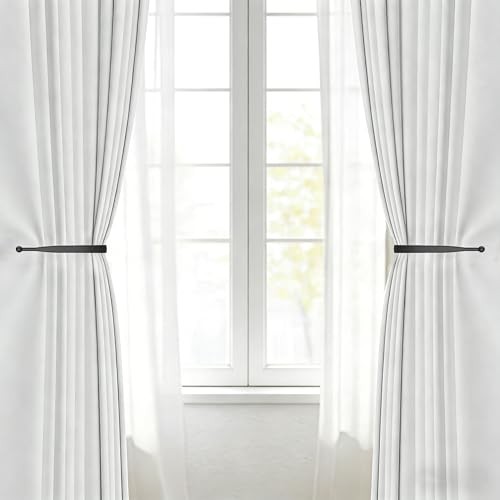 2pcs Curtain Holdbacks Black， Curtain Holders for Wall Mounted Curtain Pull