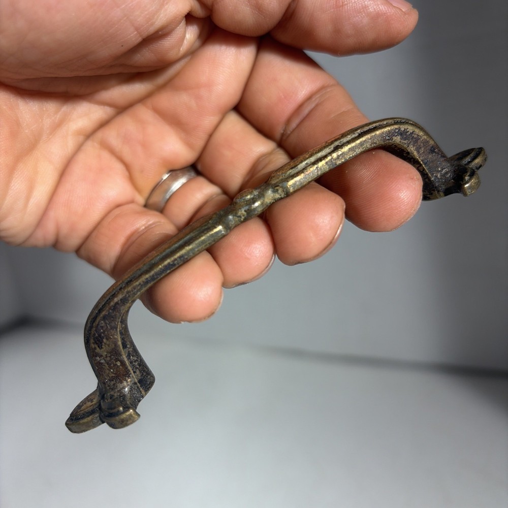 Antique Vintage Victorian Single Brass Drawer Pull Handle