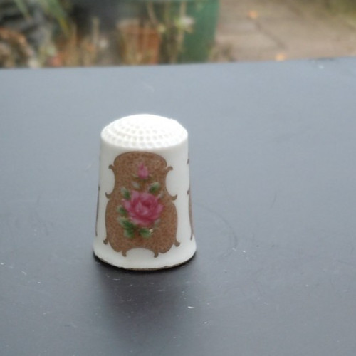 Fine Bone China Thimble England Rose White Porcelain