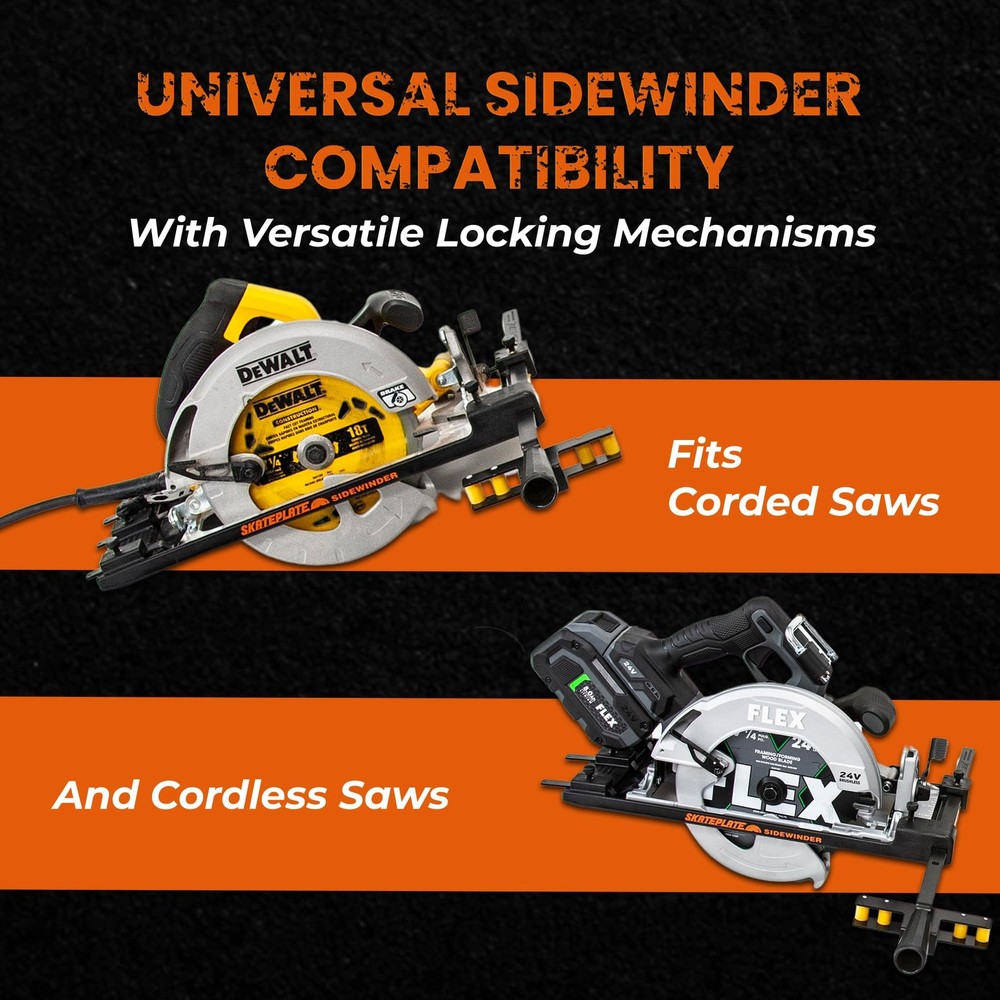 SkatePlate Rolling Accessory and Cutting Guide for Right Blade Circular Saws