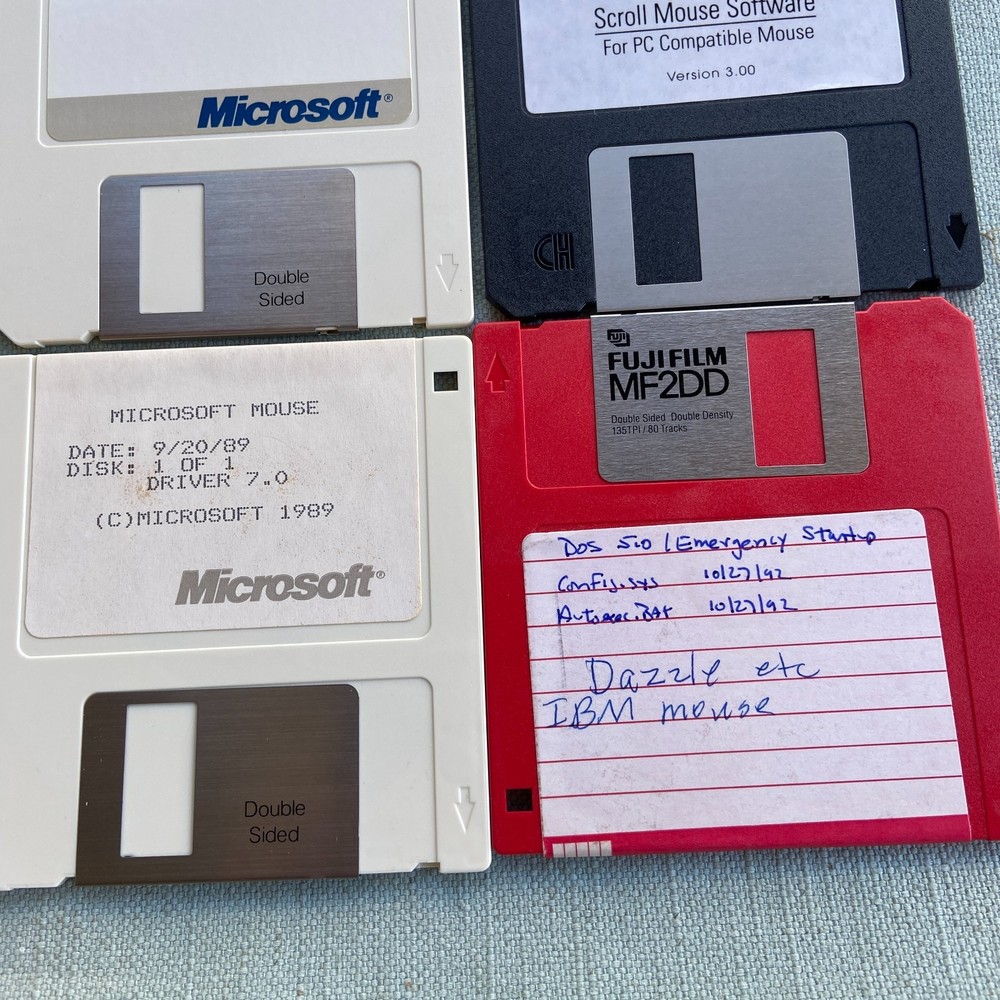 Computer Software Drivers Mouse Lot Microsoft Kensington Logitech OEM 1989 1988