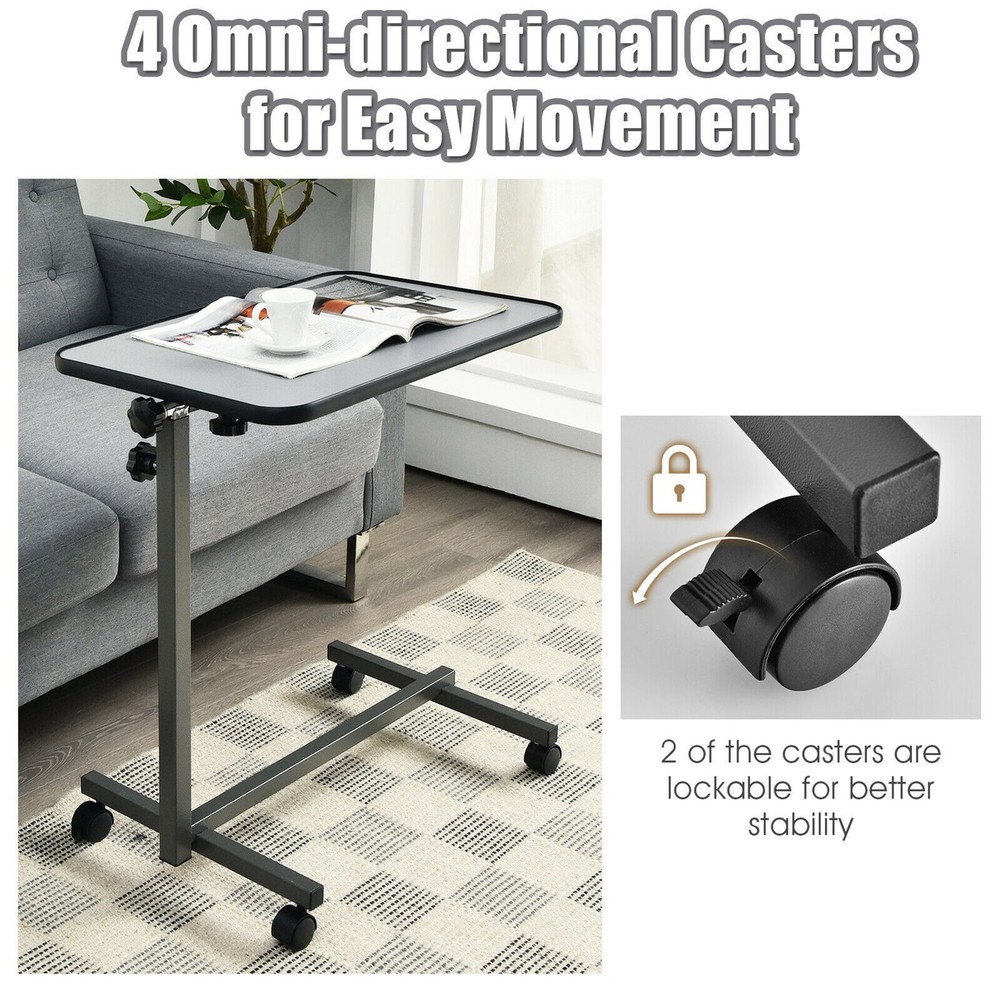 Overbed Rolling Table Over Bed Laptop Tray Tilting Top Gary